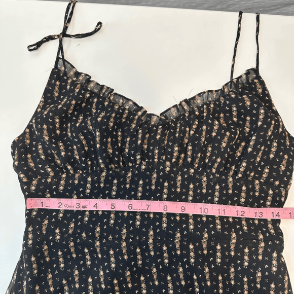 RESET Womens Midi Babydoll Dress Size L Floral Black Ruffles Coquette Fairy - Picture 7 of 14